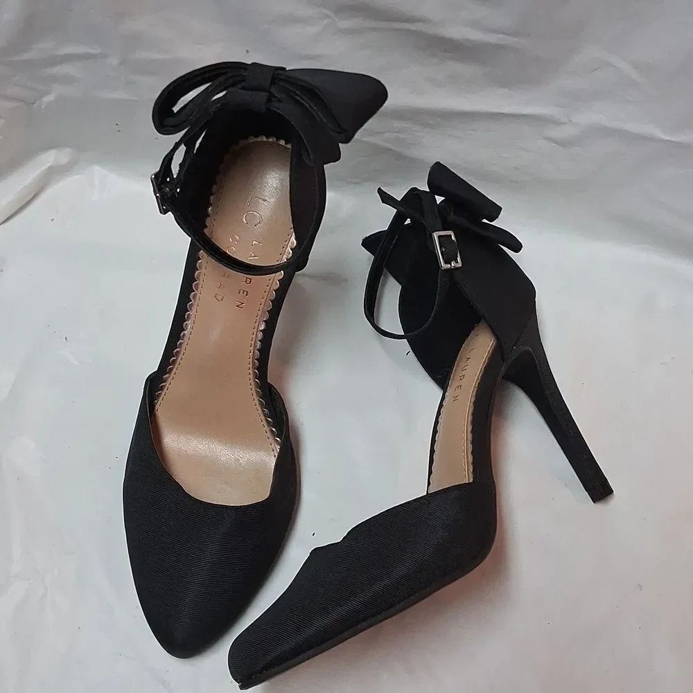 LAUREN CONRAD Black Ankle Tie High Heels - Women's Dress Pumps Sz 6